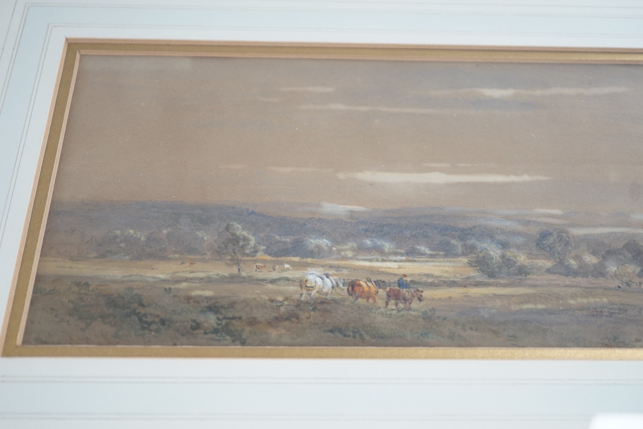 Henry Earp Snr (1831-1914)watercolour, Horseman in a landscape, signed, 13 x 31cm